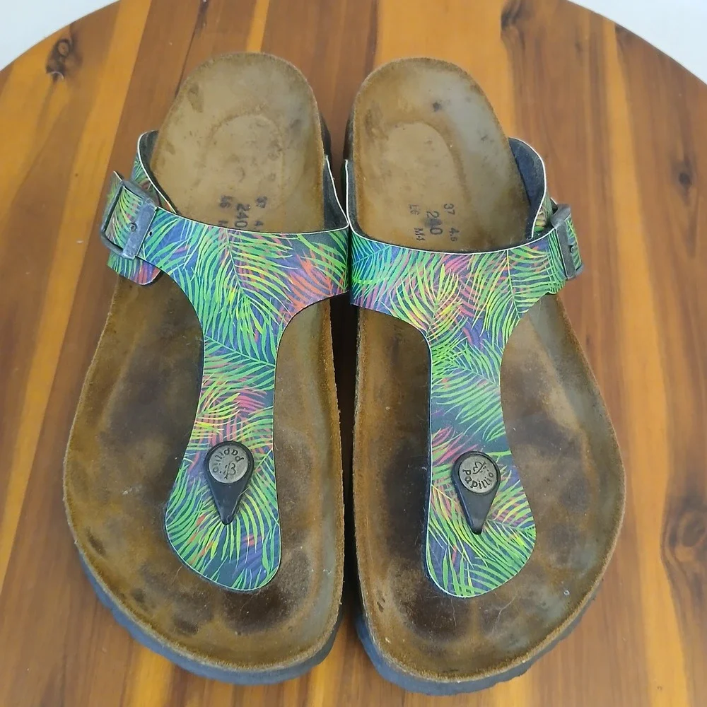 Birkenstock Papillio Gizeh Womens 37 L6 Palm Leaf Green Thong Sandals